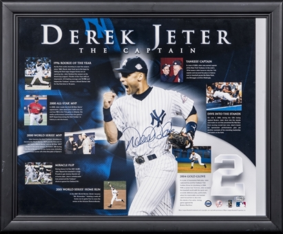 Derek Jeter Signed "The Captain" Career Collage Photo In 22x18 Framed Display (Steiner)